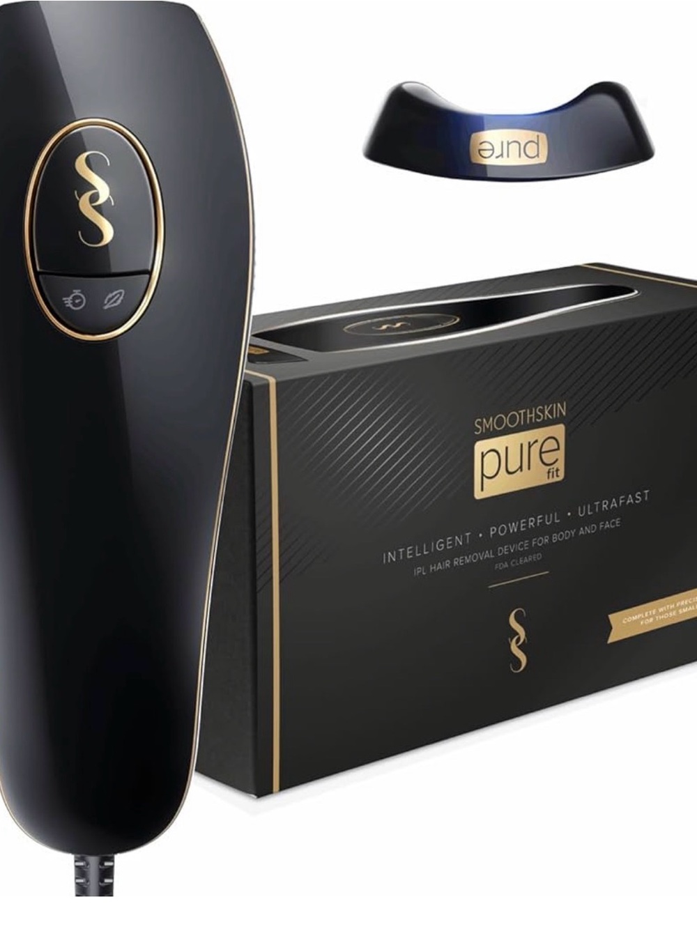 Smooth Skin Laser Hair Removal Tool in Black and Gold